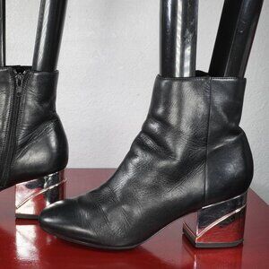 Women's Aldo Black Leather Ankle Fashion Boots Booties 8.5